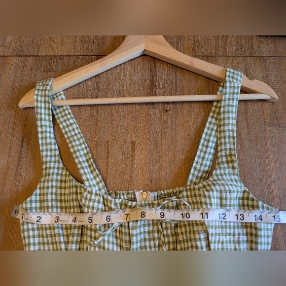 Reformation Daria Linen Mini Dress Avocado Green Gingham Check Size 4 - Picture 8 of 14
